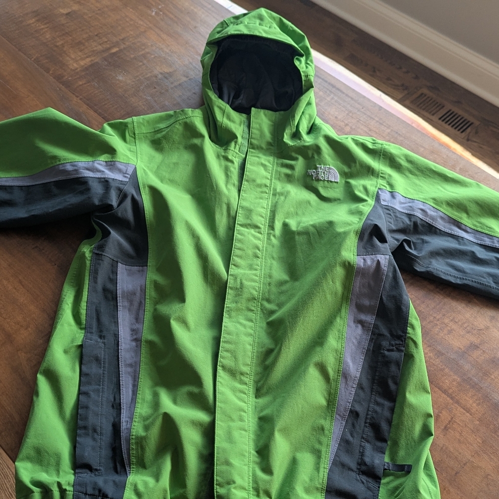 The North Face Vibrant Green and Charcoal Jacket Two In One Combo